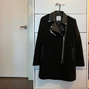 Mango blazer with leather details in XS